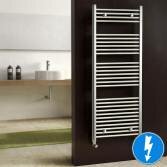 Natasha Chrome Flat Electric Towel Rail Radiator, 1450x600mm 