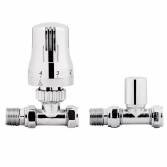 Thermostatic Straight Chrome Radiator Valves 