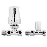 Thermostatic Radiator Valves Straight Chrome - 15mm Connection 