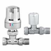 Thermostatic Straight Chrome Radiator Valves 