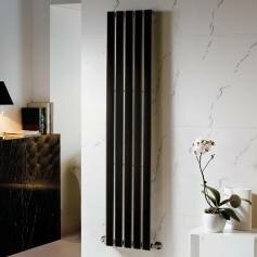 Fuego Gloss Black Flat Panel Vertical Radiator - 1800x376mm 