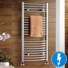 Nancy Electric Towel Radiator - Curved Chrome Towel Rail - 1000x500mm 