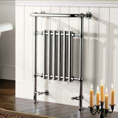 Traditional Bathroom Radiator - Victoria Floor Standing Towel Rail Radiator with 6 Chrome Columns 