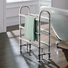 Victoria Traditional Floor Standing Towel Rail Radiator with 6 Chrome Bars 