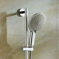Round Multi-Function Chrome Effect Hand Held Shower Head - 180mm 