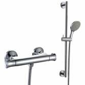 Thermostatic shower with hand held and riser rail 