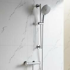 Chrome Shower - Economy Thermostatic Bar Mixer Kit with Multi-Function Hand Held Head 