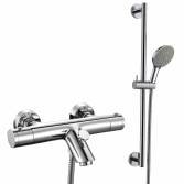 Round Bath Filler With Multi-Function Hand Held Shower and Riser Rail (Wall Mounted) 