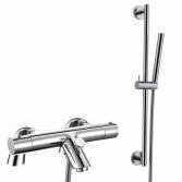 Bath mixer tap with hand held shower and riser rail (surface mounted) 