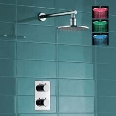 Dagna Thermostatic Shower Mixer Kit with 200mm Round LED Head 