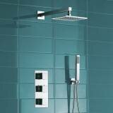 Sipi Thermostatic Shower Mixer Kit with 195mm Square Head - Hand Held 