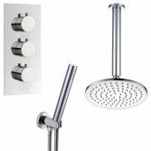 Yumbilla Thermostatic Shower with 8" Round Head and Hand Held 