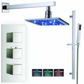 Sabie Shower with 8" Square LED Head and Hand Held 