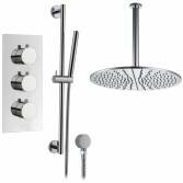 Rhine Thermostatic Shower with 16" Round Head and Hand Held 
