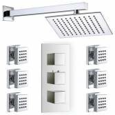 Crescent Thermostatic Shower with 8" Square Head and Body Jets 