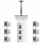 Bonita Thermostatic Shower with 8" Square Head and Body Jets 