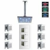 Bonita Thermostatic Shower with 8" Square LED Head and Body Jets 