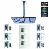 Bonita Thermostatic Shower with 12" Square LED Head and Body Jets 