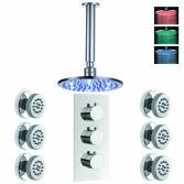 Bonita Thermostatic Shower with 8" Round LED Head and Body Jets 