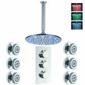Bonita Thermostatic Shower with 12" Round LED Head and Body Jets 