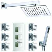 Burude Shower with 8" Square Head, Body Jets and Handheld 