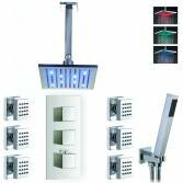 Jonha Shower with 8" Square LED Head, Body Jets and Handheld 