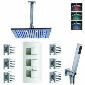 Jonha Shower with 12" Square LED Head, Body Jets and Handheld 