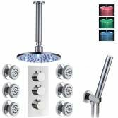 Jonha Shower with 8" Round LED Head, Body Jets and Handheld 