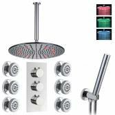 Jonha Shower with 16" Round LED Head, Body Jets and Handheld 