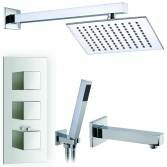 Kallatti Shower with 8" Square Head, Bath Filler and Handheld 