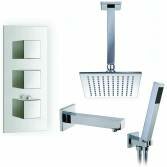 Coban Shower with 8" Square Head, Bath Filler and Handheld 