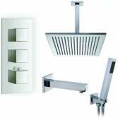 Coban Shower with 12" Square Head, Bath Filler and Handheld 