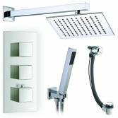 Hannoki Shower with 8" Square Head, Hand Held and Overflow Filler 