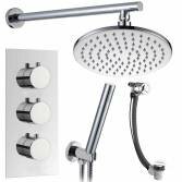Hannoki Shower with 8" Round Head, Handheld and Overflow Filler 