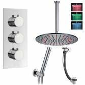 Tinago Shower with 16" Round LED Head, Handheld and Overflow Filler 