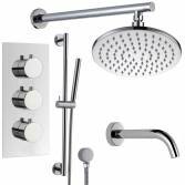 Ravana Shower with 8" Round Head, Bath Filler and Handheld 