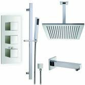 Borov Shower with 12" Square Head, Bath Filler and Handheld 