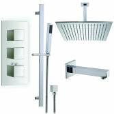 Borov Shower with 16" Square Head, Bath Filler and Handheld 