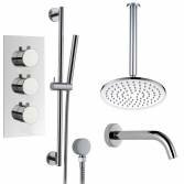 Borov Shower with 8" Round Head, Bath Filler and Handheld 
