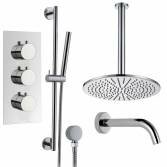 Borov Shower with 12" Round Head, Bath Filler and Handheld 