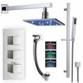 Serio Shower with 8" Square LED Head, Handheld and Overflow Filler 