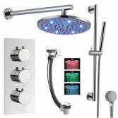 Serio Shower with 8" Round LED Head, Handheld and Overflow Filler 