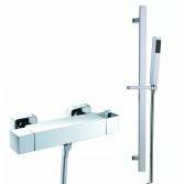 Square Thermostatic Bar Shower Kit with Square Hand Held and Riser Rail 