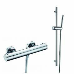 Round Thermostatic Bar Mixer Shower Kit with Hand Held Head 