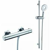 Round Thermostatic Bar Shower Kit with Ring Hand Held and Riser Rail 