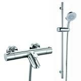 Round Bar Mixer Shower Kit with Bath Filler & Multi-Function Hand Held Head - Wall Mounted 