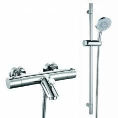 Combination Shower - Round Wall Mounted Bar Mixer Kit with Bath Filler &amp; Multi-Function Hand Held Head 
