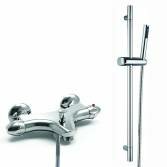 Economy Bath Filler with Round Hand Held Shower and Riser Rail (Wall Mounted) 