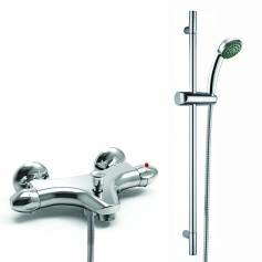 Economy Bar Mixer Shower Kit with Bath Filler &amp; Hand Held Head - Wall Mounted 