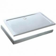 Rectangular Stone Easy Plumb Shower Enclosure Tray with Legs &amp; Panel - 1400x900mm 